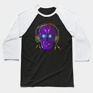 SKULL WITH HEADPHONES AND RAINBOW TEETH Baseball T-Shirt